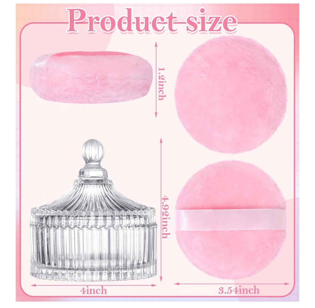 Crystal Glass Powder Container with Puff