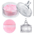 Crystal Glass Powder Container with Puff